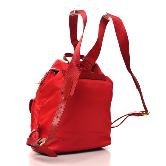 Prada Tessuto Nylon Small Backpack Rosso Shoulder Bag Red - Picture 3 of 7
